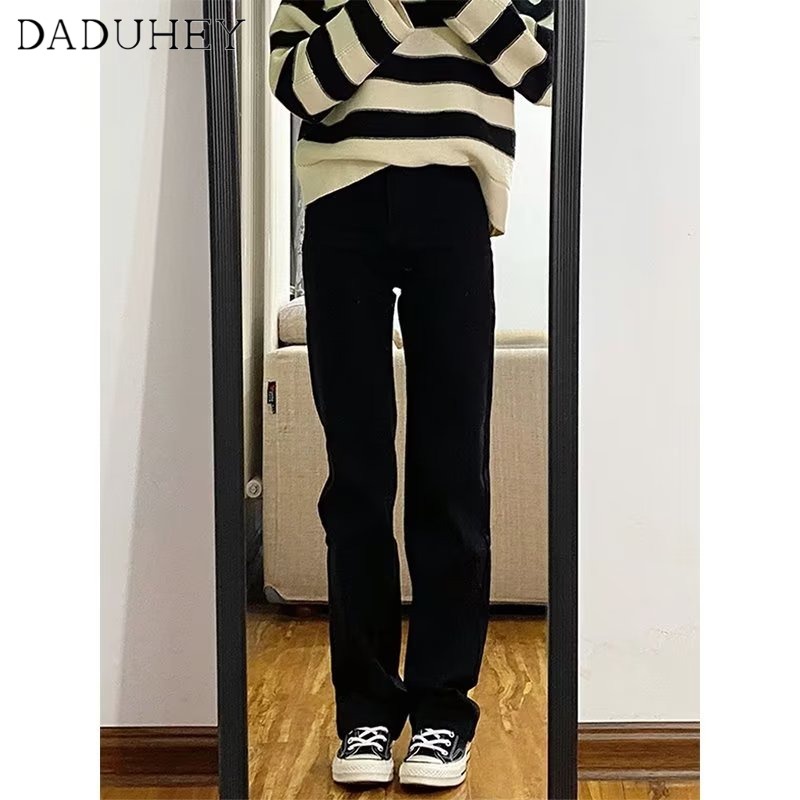 Ảnh DaDuHey New American Style Ins High Street Thin Jeans Niche High Waist Flared Pants Large Size Trousers 4