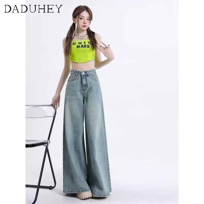 Ảnh DaDuHey New American Ins High Street Micro Flared Jeans Niche High Waist Wide Leg Pants Large Size Trousers 3
