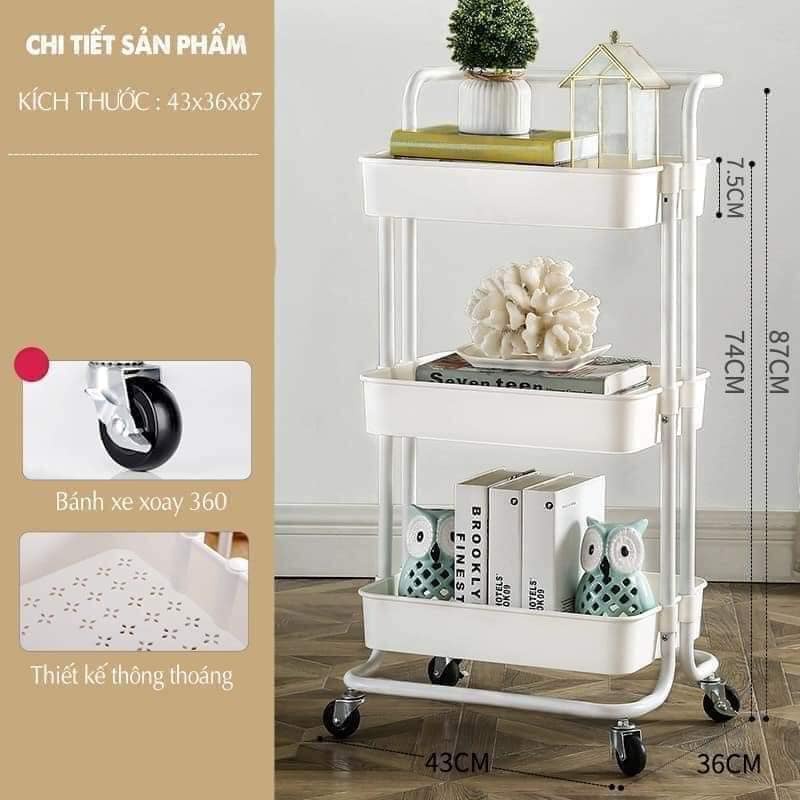 Kệ Đẩy 3 Tầng Đa Năng Chuyên Dụng Cho Spa - Đựng Đồ Cho Mẹ Bỉm Sữa( Có Bánh Xe)