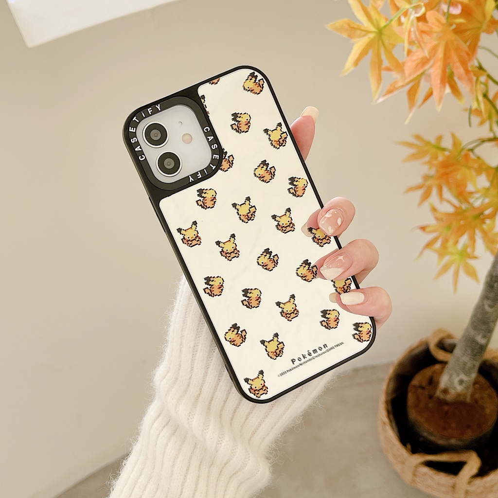 Gương Pokémon Pikachu 8bit Pixel Dễ Thương Anime Nhật Bản Hoạt Hình Trò Chơi Vỏ Cứng Vỏ Tương Thích Cho iPhone 16 Pro Max Plus 15 / 14 / 13 / 12 / 11 / X / XS / XR / SE / 8 / 7 / 6