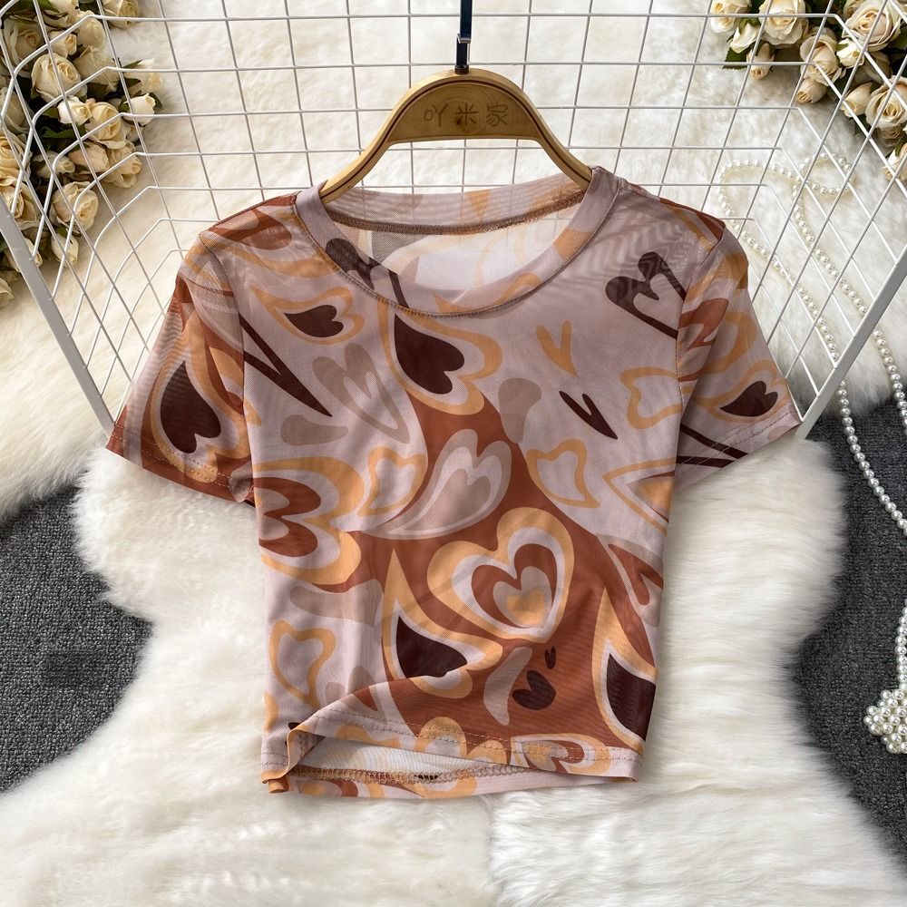 Milyfashion Ngụy Trang Gạc Mờ Cổ Tròn Chui Đầu Slim-fit Ôm Hơn Nhìn