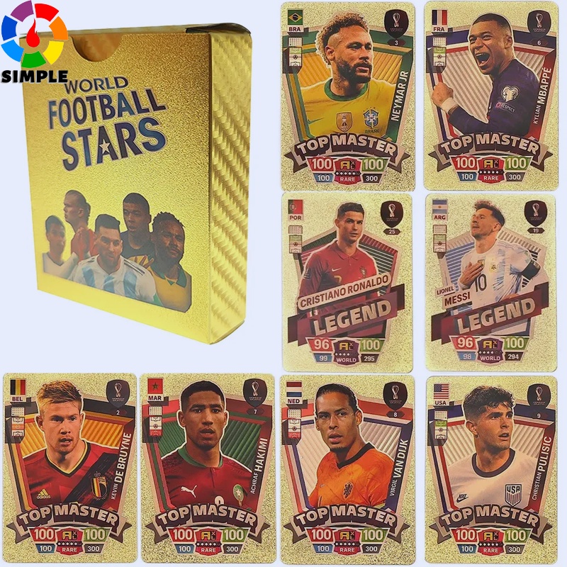 54Pcs/Box New Football Stars Golden Card Box Qatar World Cup La Liga - Foto 6