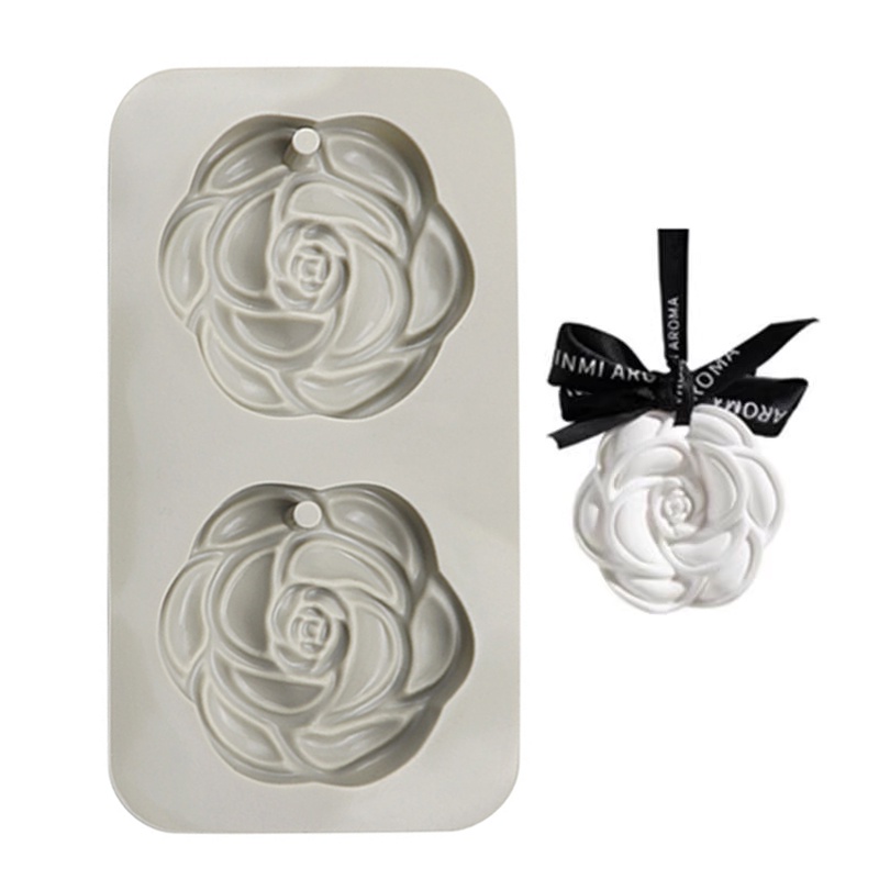Khuôn Silicone Làm Sáp Thơm 2 Ngăn Hình Hoa Trà DIY