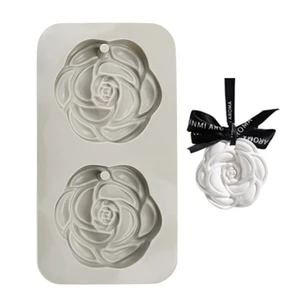 Khuôn Silicone Làm Sáp Thơm 2 Ngăn Hình Hoa Trà DIY