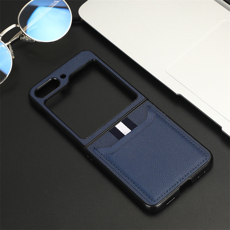 Ốp Điện Thoại Vỏ Cứng Da Cho Samsung Galaxy Z Flip 5 4 6 Flip5 Flip4 Flip6 5G Có Thẻ Holde Bảo Vệ Mùa Thu Bao