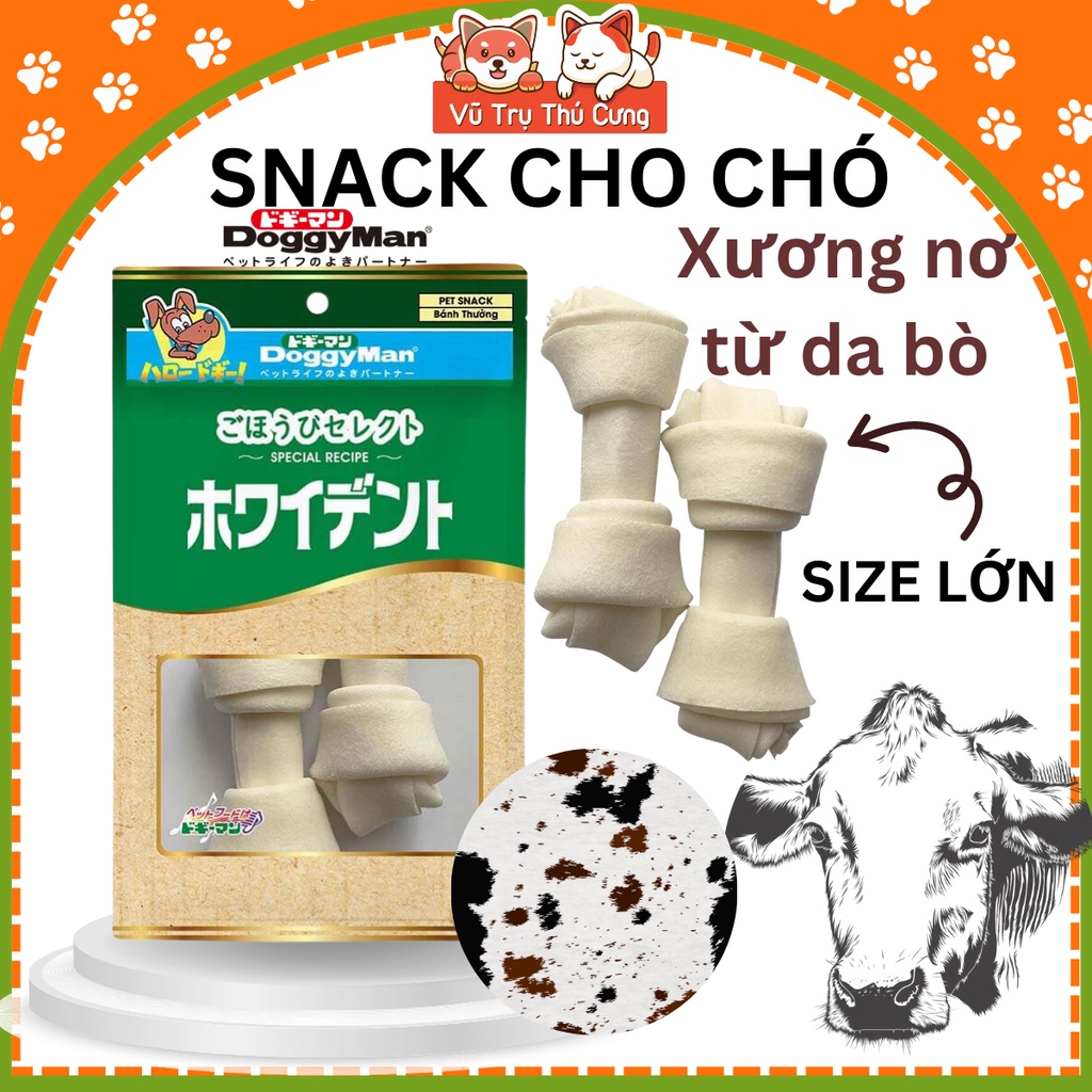 Xương Da Bò Tự Nhiên Cho Chó Gặm Sạch Răng DoggyMan (2 Cây Lớn)