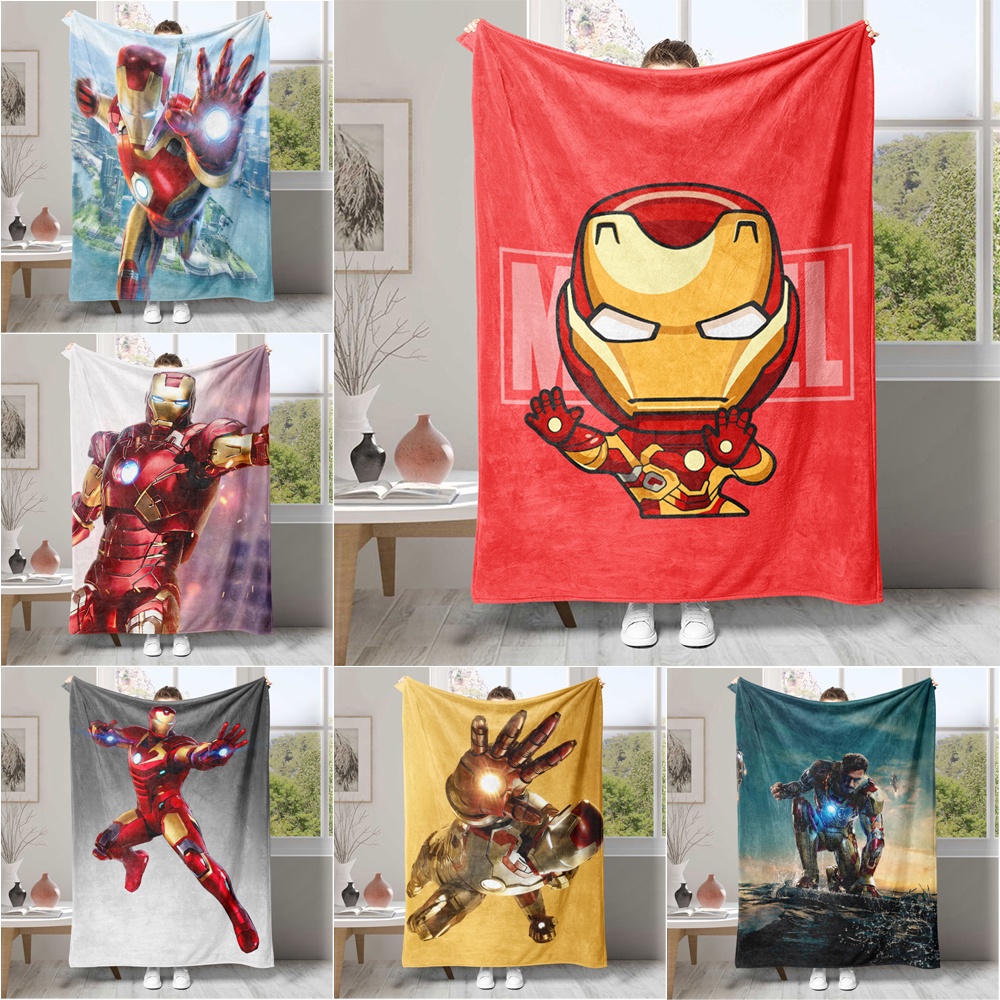 Chăn flannel Điều Hòa Không Khí In Hình iron man Một Mặt Làm Quà Tặng Tốt Nhất Cho Mọi Người