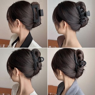 Kẹp Tóc Cỡ Lớn Màu Đen Nhám Kẹp Tóc Đuôi Ngựa Hình Cá Mập Phong Cách Hàn Quốc Xinh Xắn Cho Nữ