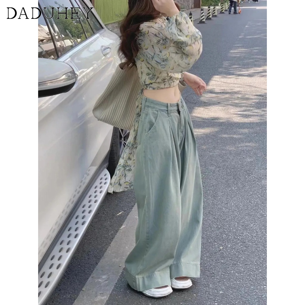 Ảnh DaDuHey New American Ins High Street Hip Hop Jeans Niche High Waist Wide Leg Pants Large Size Trousers 2
