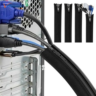 1 Vỏ Bọc Dây Cáp Điện Bằng Vải Chống Trầy Có Khóa Kéo Tiết Kiệm Không Gian