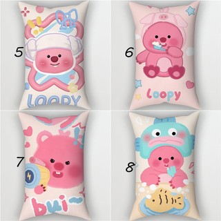 Vỏ gối polyester hoạt hình Zanmang Loopy màu hồng, hình chữ nhật, trang trí sofa, không kèm lõi gối