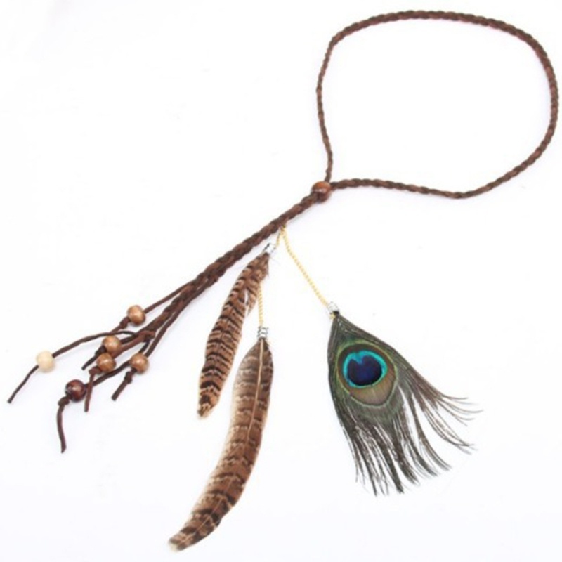 Cooo Băng Đô Cài Tóc Đính Lông Vũ Phong Cách Boho Sáng Tạo Kiểu Ấn Độ