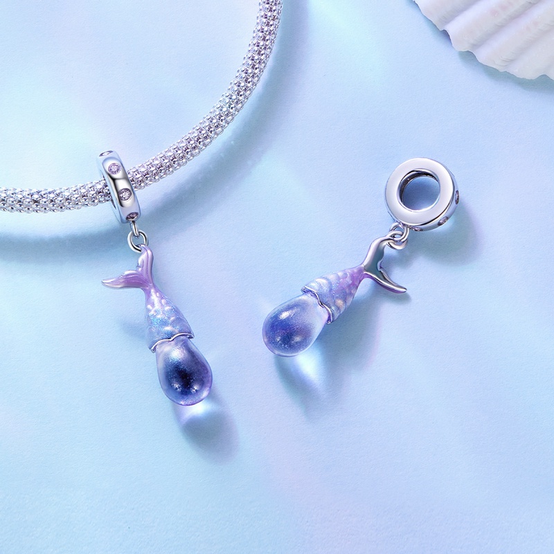 Mặt dây chuyền BAMOER bạc sterling 925 kiểu tiên cá thời trang cho nữ