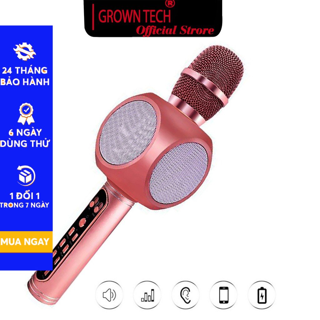 Micro karaoke GrownTech YS 90, hát nhạc có chức năng thu âm kiêm loa blutooth