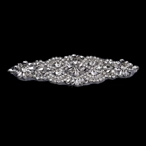 Mặt Trăng May Sắt Trên Bạc Bling Đính Hạt Cho Kim Cương Giả Viền Đính Váy Cô Dâu Moti