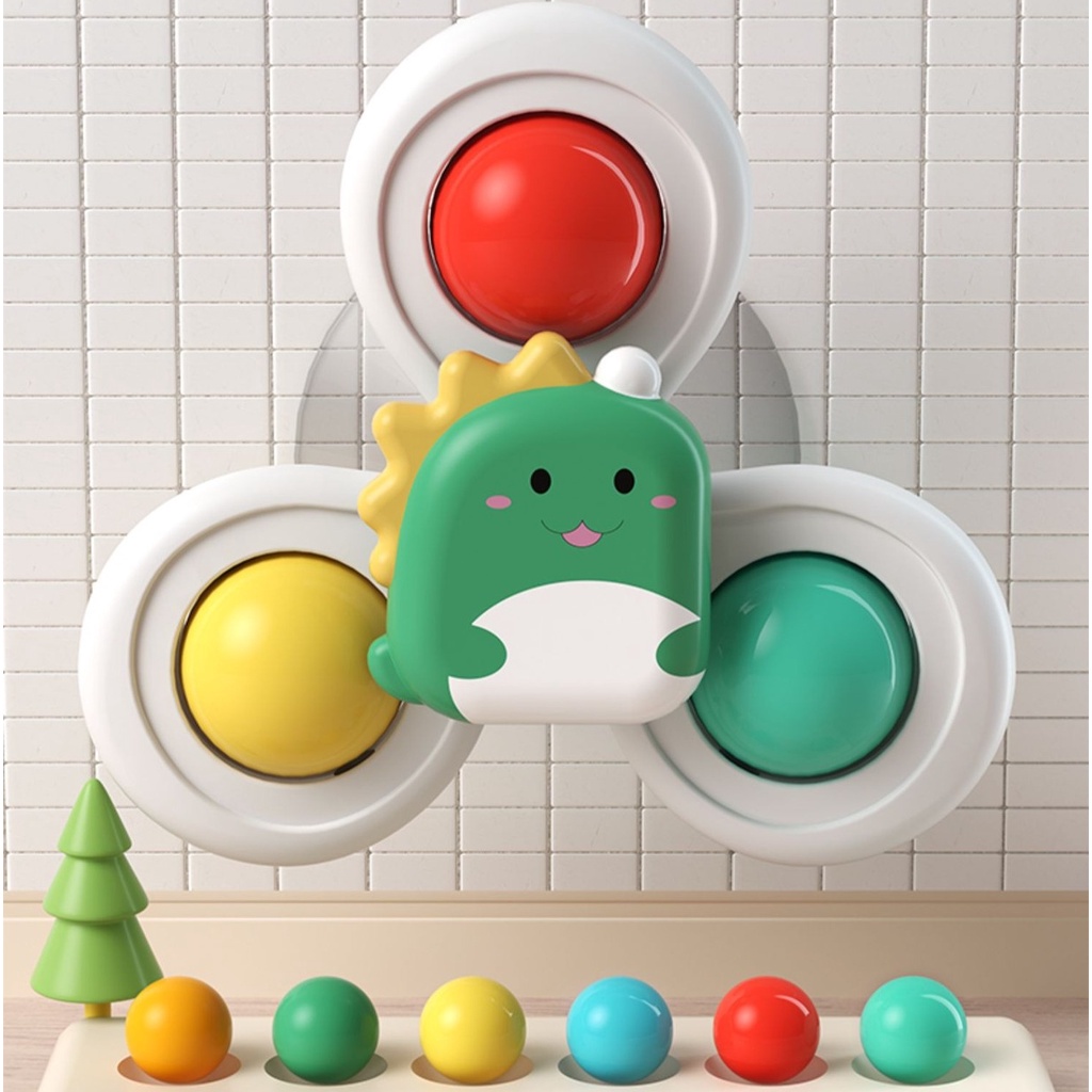 3 cái / bộ baby animal spinner đồ chơi hand fidget spinner với cốc hút đồ chơi giác quan giảm căng thẳng trò chơi trẻ em xoay lục lạc