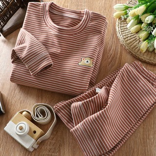 Chất Lượng Mùa Thu Đông 0-16Years Bộ Đồ Ngủ Cho Trẻ Em Unsexi Sọc Giữ Ấm Bé Trai Bé Gái Bộ Đồ Ngủ