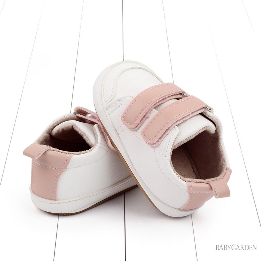Babygarden-giày Da PU Chống Trượt Màu Trơn Phối Màu Tương Phản Cho Bé Tập Đi