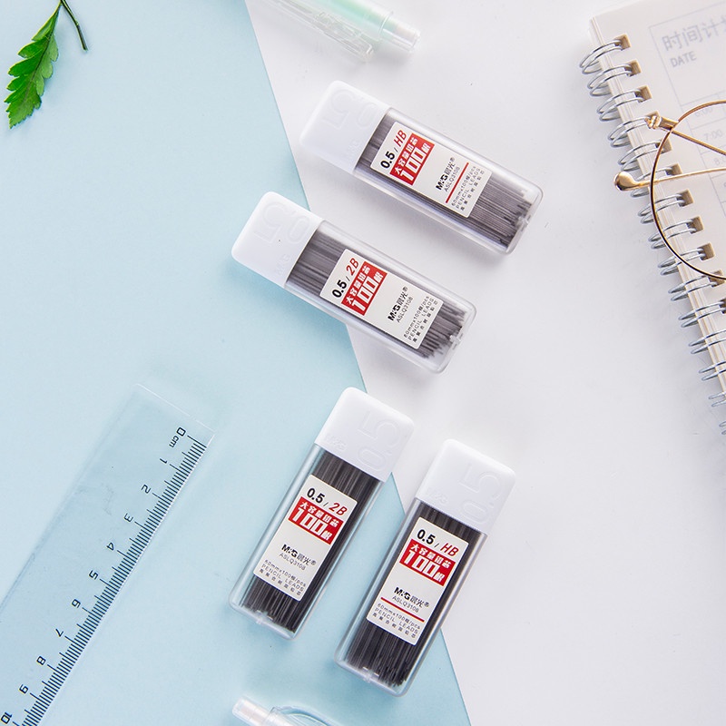 M&G Hộp Đựng Bút Chì Tự Động 2b / hb Bằng Nhựa resin Chì Sức Chứa Lớn 100 Cái / Hộp Đơn m Và g
