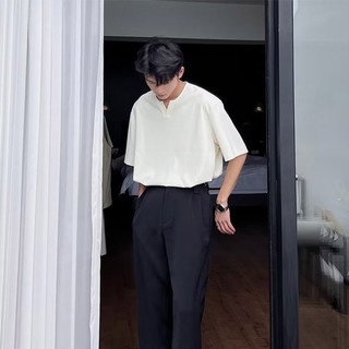 Áo Thun Tay Ngắn Cổ Chữ V Màu Trơn Đơn Giản Thời Trang Phong Cách Hàn Quốc Cho Nam