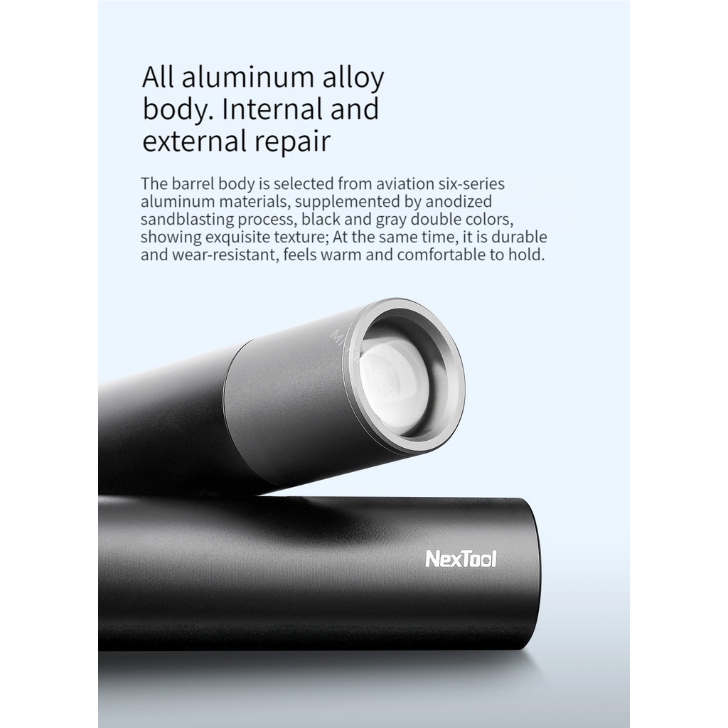 Đèn pin tối giản MiJia Nextool Di động có thể sạc lại ngoài trời Siêu sáng Tầm xa Siêu dài Đèn pin gia dụng
