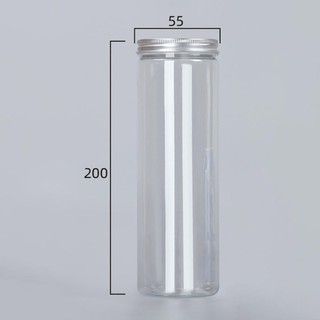 Hũ Nhựa Rỗng Trong Suốt Miệng Rộng Đựng Bánh Kẹo Có Nắp Đậy Bằng Nhôm Cấp Thực Phẩm