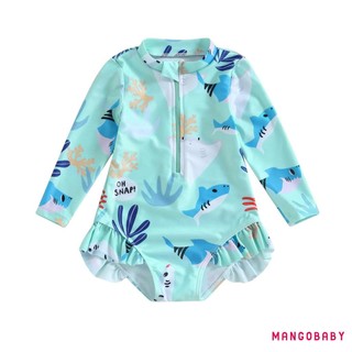 Mgg-kids Bé Gái Bikini Dài Tay Đồ Bơi Đứng Cổ Biển In Hình Động Vật Đồ Bơi Cho Bãi Biển Mùa Hè