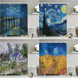 Van Gogh Tranh Sơn Dầu Polyester Chống Thấm Nước Màn Tắm Phòng Tắm Trang Trí Màn Tắm Vải Trang Trí Phòng Tắm Bộ Có Móc