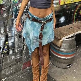 Thắt lưng Artisanu da PU rộng grommet, style thời trang Gothic Steampunk vintage Y2K
