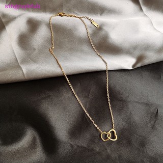 Sthb cá nhân hóa đơn giản đôi trái tim choker vòng cổ cho phụ nữ mặt dây chuyền trái tim rỗng vòng cổ xương đòn chuỗi cô gái quà tặng trang sức vn