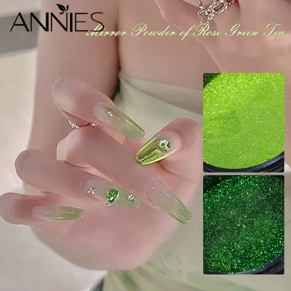 Bột tráng gương móng tay ANNIES màu xanh lá cây tươi sáng nghệ thuật