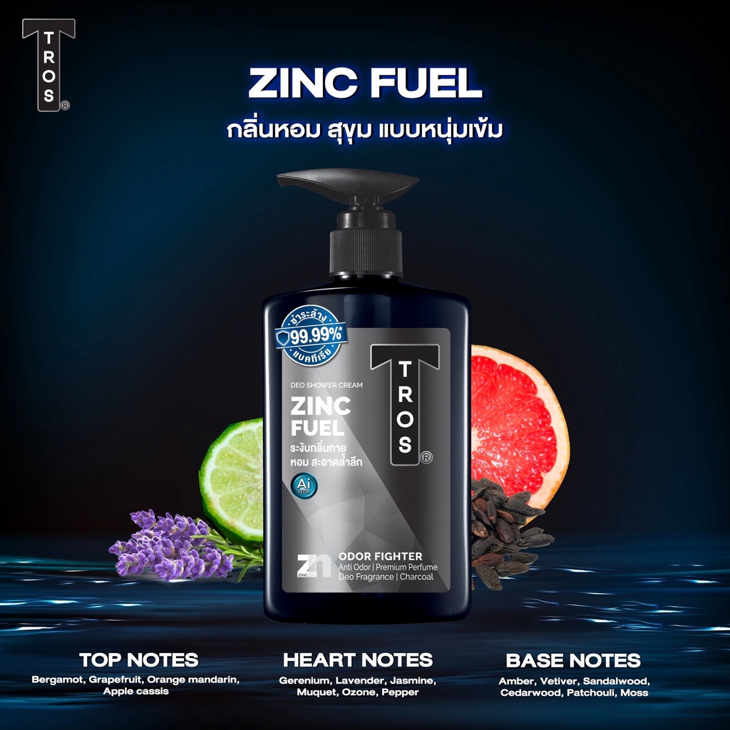 Kem tắm TROS Deo Shower Cream Zinc Series 450ml Thái Lan dành cho nam