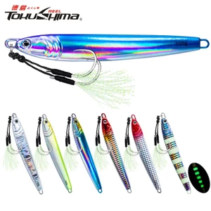 1 Cái 40g 60g 80g 100g Dạ Quang Nhanh Jigging Đúc Dụ 7 Màu Câu Cá Kim Loại Jig Mồi Với Móc Hỗ Trợ Đôi