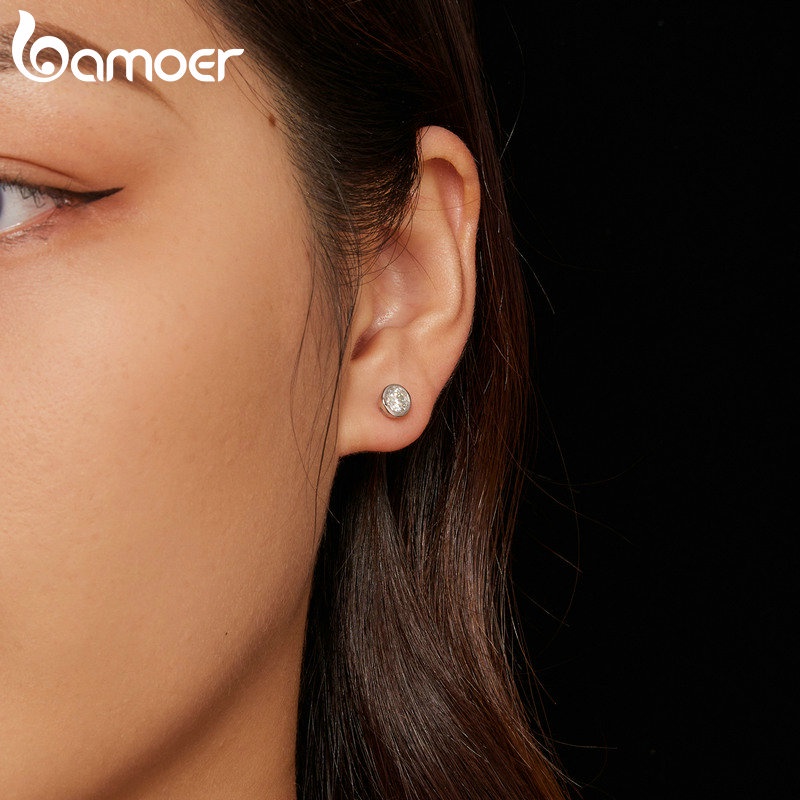 Bamoer Bông Tai Bạc 925 0.5ct Thời Trang Nữ mse026