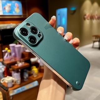 Ốp Điện Thoại Không Khung Mỏng Cho iPhone 15 ProMax 15 14 Plus 13 12 Mini 11 Pro XS Max XR X 8 7 Plus SE 2020 Sơn Kim Loại Vỏ Nhựa Cứng T19