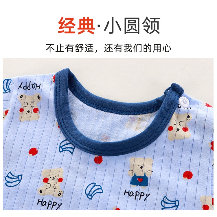 Quần Áo Trẻ Em Phong Cách Mới Trẻ Em Điều Hòa Không Khí Quần Áo Cotton Nguyên Chất Nhà Quần Áo Phiên Bản Hàn Quốc Tay Ba Phần Tư Đồ Lót Bộ Đồ Ngủ YRCT