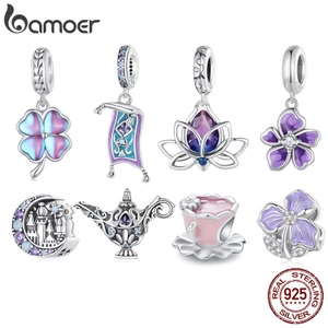Mặt dây chuyền BAMOER bạc 925 mặt hoa đính đá tím thời trang