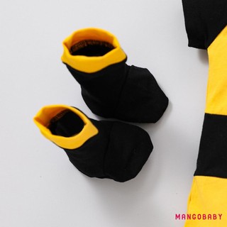 Mgg-bộ trang phục ong cho bé sơ sinh, Bộ áo liền quần ong mật ngắn tay + Mũ + Cánh + Tất
