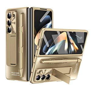 Dành Cho Samsung Galaxy Z Fold 6 5 Ốp Lưng Mạ Bản Lề Gấp 4 3 Với Bút S 360 Bảo Vệ Toàn Màn Hình AG Mờ Chống Sốc Chân Đế Vỏ Điện Thoại