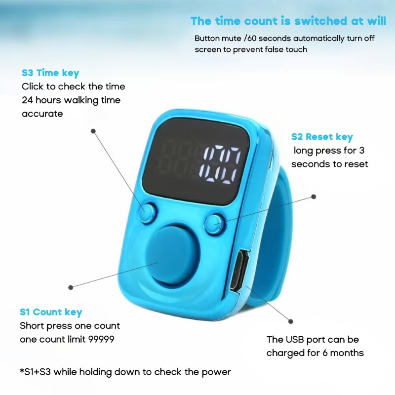 MOON Mini Finger Counter LED Màn hình kỹ thuật số điện có đèn Tally CountersStitch
