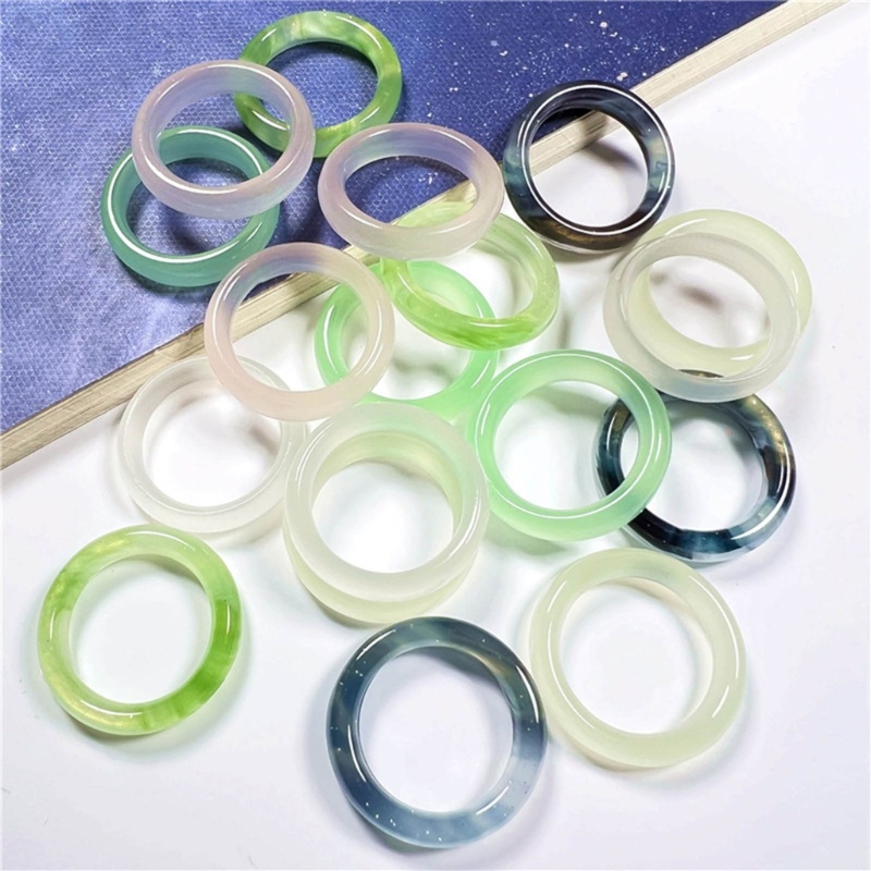 Well Đơn Giản Acrylic Giả Ngọc Nhẫn Thẩm Mỹ Thời Trang Nhẫn Có Thể Xếp Chồng Nhẫn