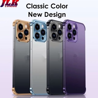 [JLK] Luxury Aluminum Corner Edge Pad Camera Lens Protector Metal Case For iPhone 15 14 13 12 Pro Max Plus Shockproof Cover