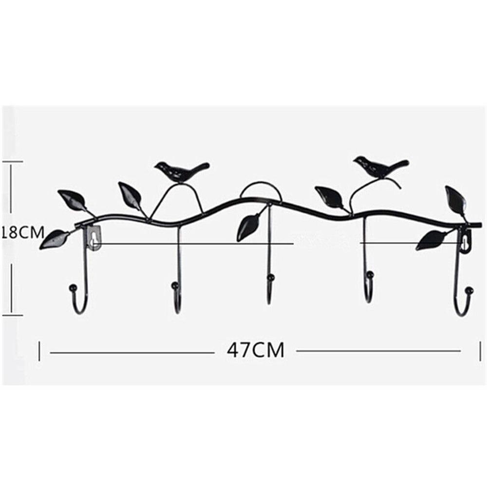 Móc chìa khóa CHEESELY, 5 móc chim lá, sơn nướng đen/trắng/đồng, treo tường hoặc cửa