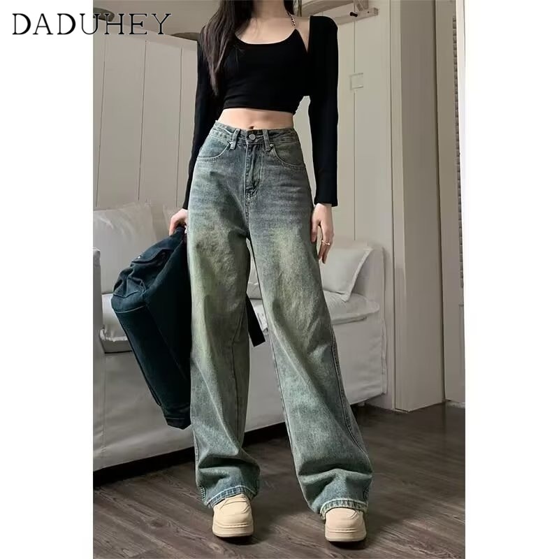 Ảnh Quần jean DADUHEY lưng cao dáng rộng phong cách thời trang Mỹ cho nữ 3