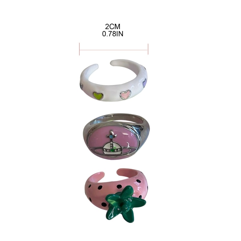 Nhẫn Hở Hình Trái Tim Hành Tinh Màu Hồng Thời Trang Cho Thanh Thiếu Niên