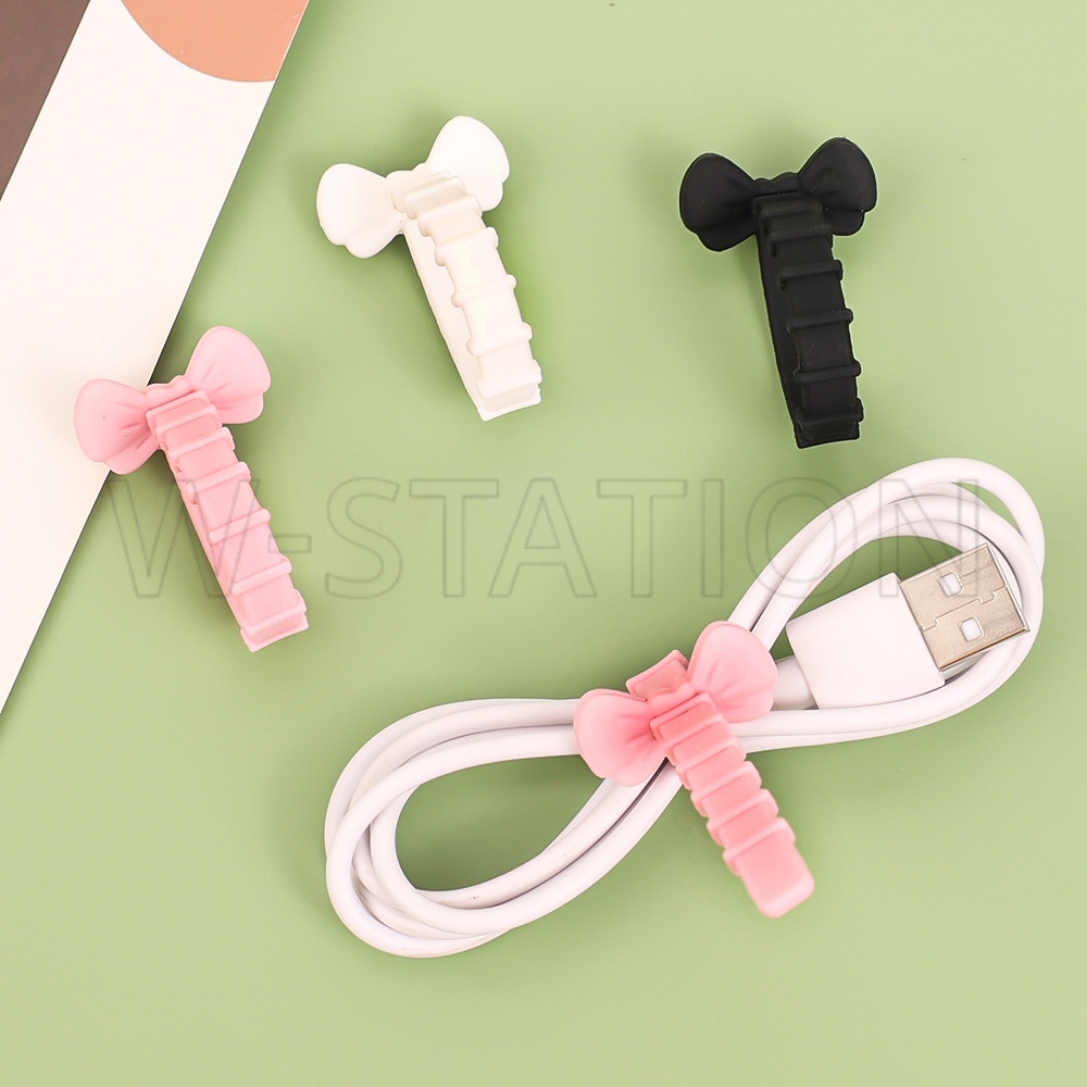 Set 1 / 5 Kẹp Cố Định Dây Cáp Bằng Silicon Hình Nơ Dễ Thương Gọn Gàng Sắp Xếp Gọn Gàng Sắp Xếp Gọn Gàng
