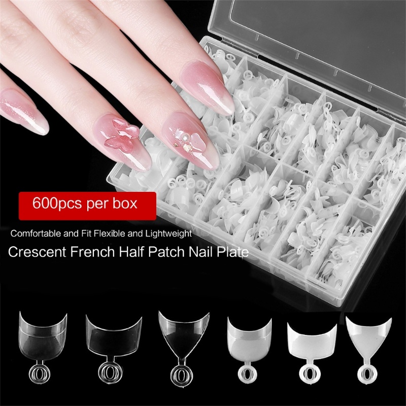 Richh gói 600 móng tay giả nửa bìa mẹo làm móng tay ngắn mở rộng móng tay tự nhiên