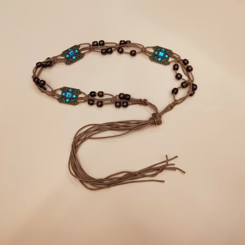 Dây Thắt Lưng Bện Sợi Xích Đính Hạt Và Tua Rua Phong Cách Bohemian Cho Nữ