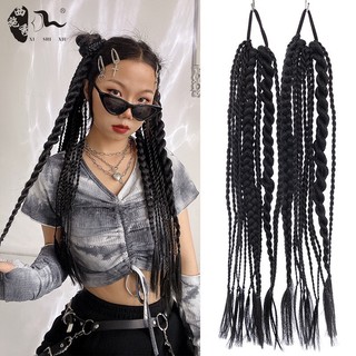 Tóc Giả Tết HipHop 11 Tết Đen (Giá 1 bên) Cá Tính HaminStore