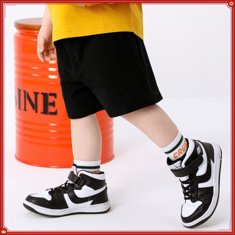 Quần Short Trẻ Em 90-160cm Cotton Nguyên Chất Mùa Hè Mỏng Phong Cách Nam Nữ Đen Rời Thoáng Khí Quần Áo Trẻ Em Thể Thao Hợp Thời Trang Quần Năm Điểm DVOG